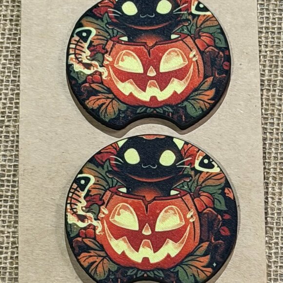 Spooky Cat Car Coaster - Picture 1 of 3